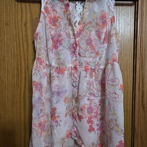 Candie's White Lace Floral-Trim Top